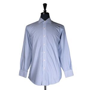 Brooks Brothers Mens Dress Shirt Button Up Blue Striped Non Iron Regent 16 32/33